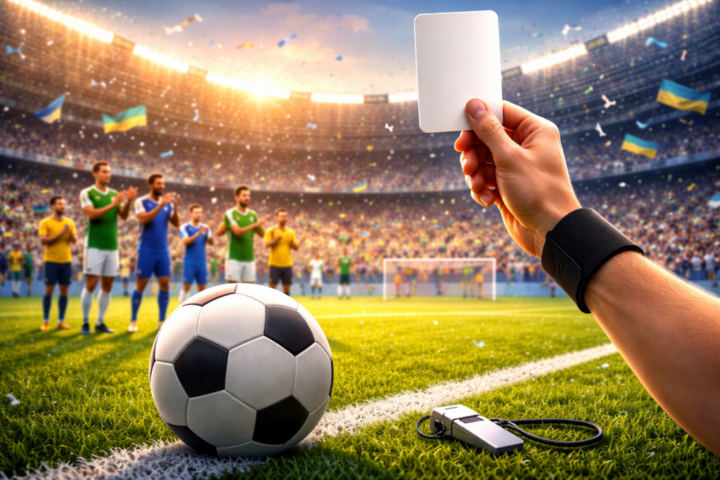 Біла картка в футболі під час матчу та реакція гравців на полі