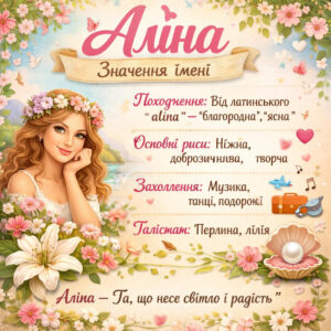 Напис Аліна красивим шрифтом на світлому фоні