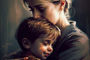 мама обіймає дітей у День матері